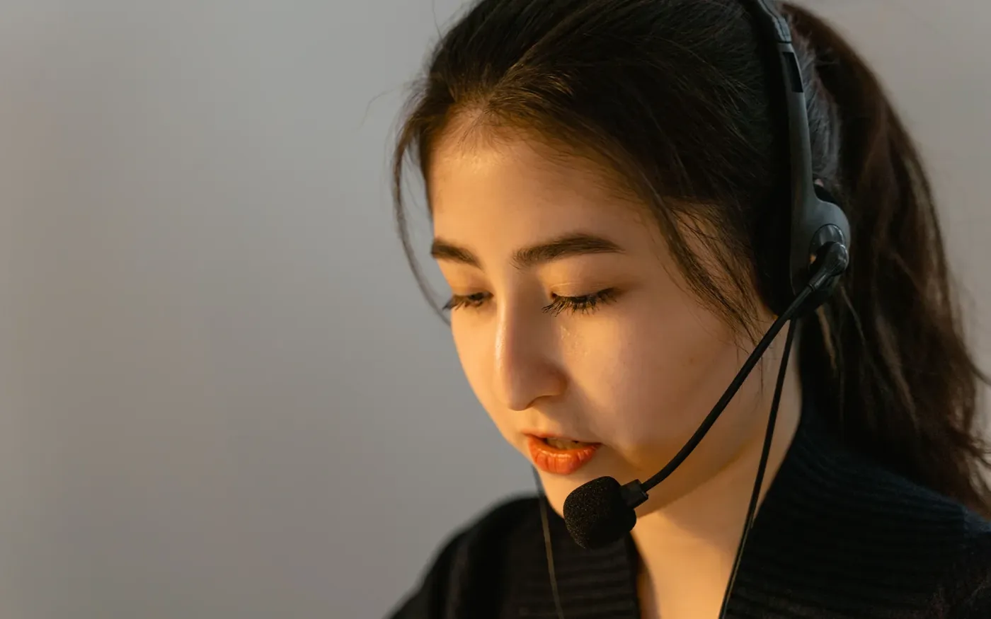 Licensed agent on a headset